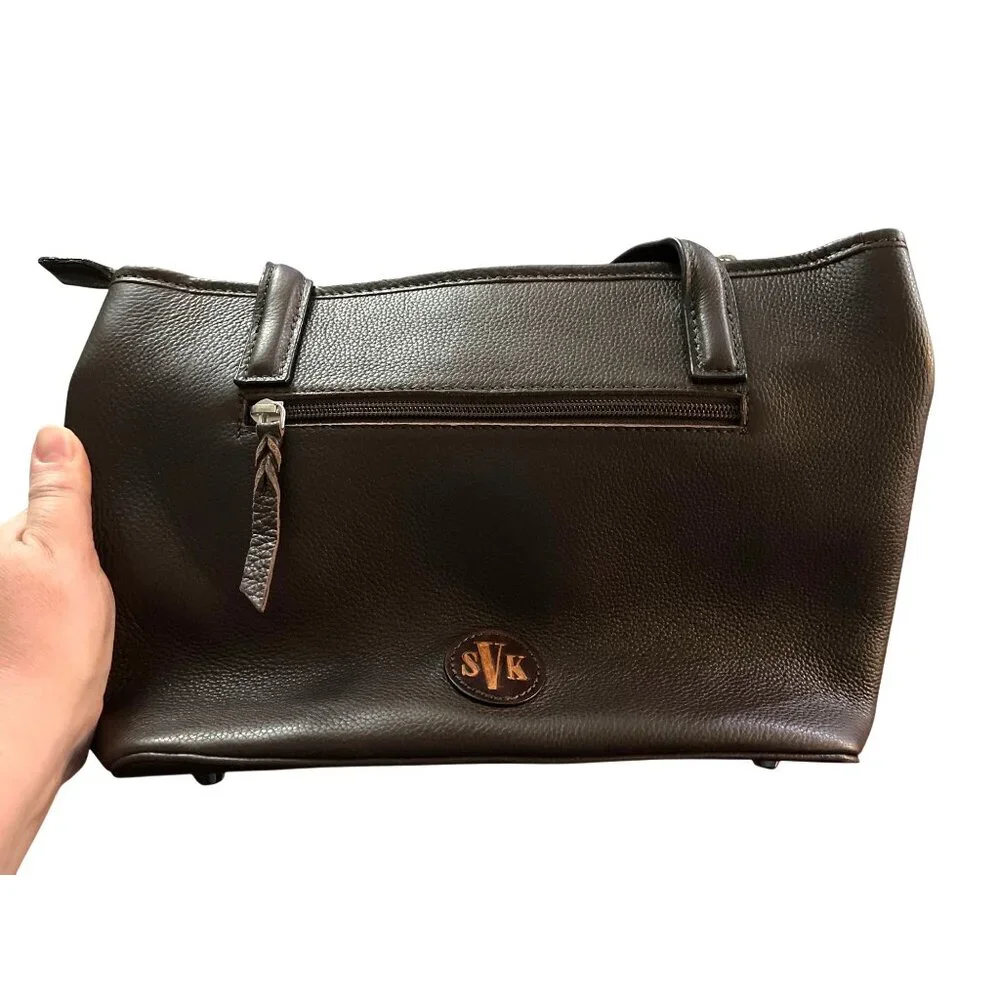 SVK Western Tooled Leather Shoulder Handbag With Unique Textured Design - Picture 2 of 5